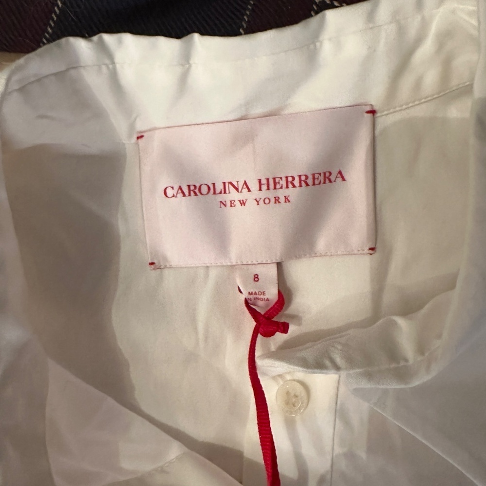 New Carolina Herrera Embroidered Midi Shirt Dress Size 8 - Picture 9 of 13